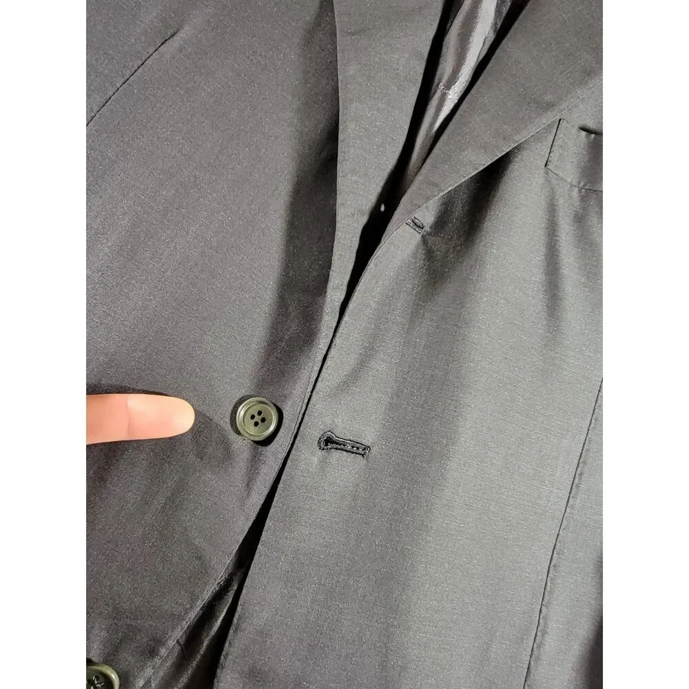 Kiton 14 Micron Super 180's Black Wool Suit Jacket Blazer Sport Coat - 50R